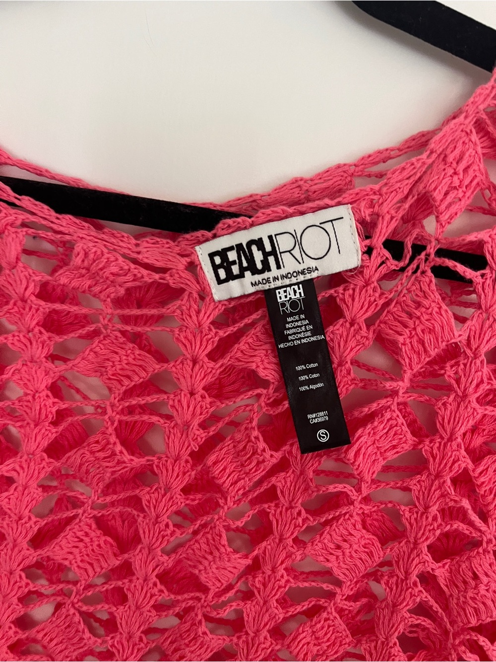 Beach Riot pink red Crochet Long-Sleeve Maxi Coverup - Picture 3 of 7